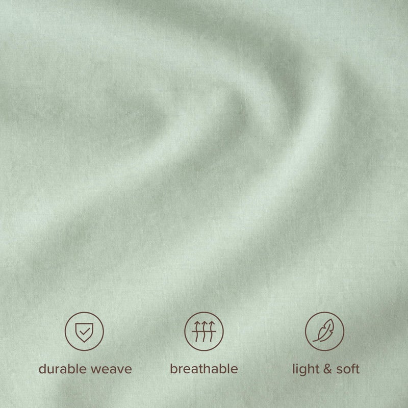 Bare Home 100% Organic Cotton Queen Sheet Set - Crisp Percale Weave - Lightweight & Breathable - Bedding Sheets & Pillowcases (Queen, Willow) - Image 5